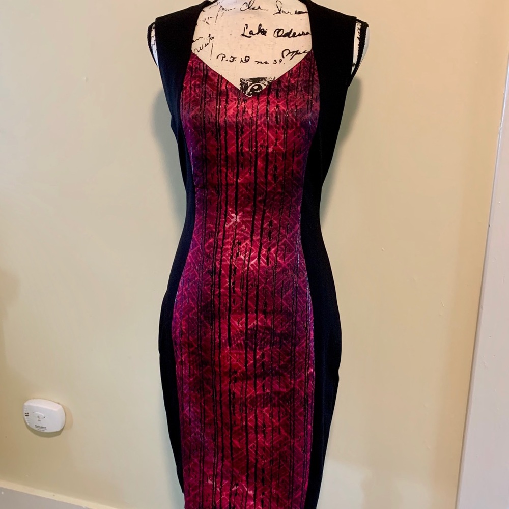 Elie Tahari Pink/Red Panel Sheath Dress size 4